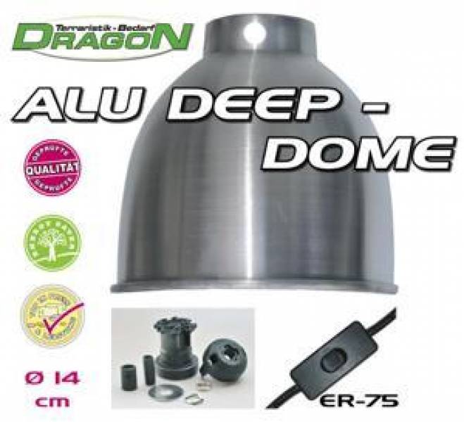 ALU DEEP DOME Ø14cm Reflektor m.Kabel u. Fassung- max. 75w